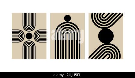 Motif boho avec arc-en-ciel et cercle Illustration de Vecteur