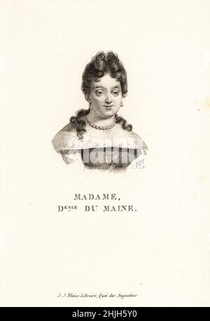 Anne Louise Bénédicte de Bourbon, 1676-1753.Fille d'Henri Jules de Bourbon et d'Anne Henriette de Bavière.Elle a tenu un salon populaire à l'Hôtel du Maine.Madame la Duchesse du Maine.Gravure sur plaque de coperplate par AC de Marie de Rabutine-Chantal Sévigne Collection des Portraits du Vingt de la Siecle de Louis XIV, Collection des 20 Portraits du siècle du roi Louis XIV, J.J.Blaise, libreire, Quai des Augustins, Paris, 1818. Banque D'Images