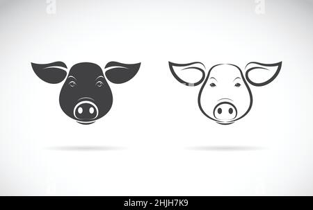 Vecteur d'un dessin de tête de porc sur fond blanc. Animaux de ferme. Logo ou icône de porc. Illustration vectorielle superposée facile à modifier. Illustration de Vecteur