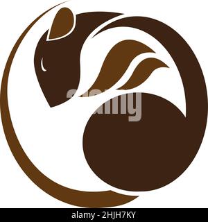 Rat brun allongé sur un fond blanc - vecteur.Illustration vectorielle superposée facile à modifier.Animaux sauvages. Illustration de Vecteur