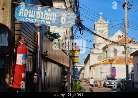 L'église immaculée de conception (Wat Khamen) à Samsen soi 11, Bangkok, Thaïlande, la région un vieux village d'immigrants cambodgiens et vietnamiens Banque D'Images