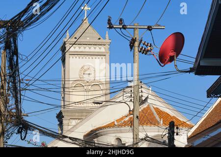 L'église immaculée de conception (Wat Khamen) à Samsen soi 11, Bangkok, Thaïlande, la région un vieux village d'immigrants cambodgiens et vietnamiens Banque D'Images