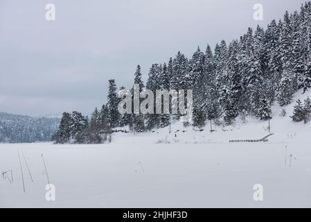 PARC NATUREL D'ABANT LAKE à Bolu, Turquie.(Turc : Abant Golu Tabiat Parki).Magnifique paysage d'hiver au lac Abant. Banque D'Images