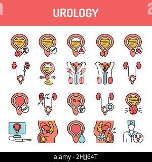 Ensemble d'icônes de ligne urologique.Elément vectoriel isolé.Pictogrammes de contour pour la page Web, l'application mobile, la promotion.Contour modifiable. Illustration de Vecteur