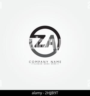 Logo minimal Business pour Alphabet ZA - lettre initiale Z et Un logo Illustration de Vecteur