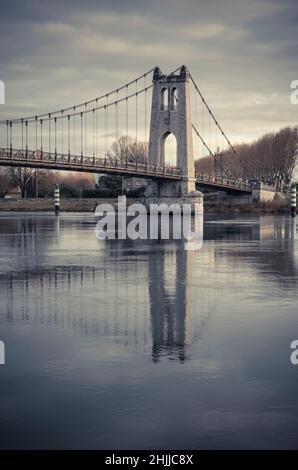 La Voulte sur Rhone, Pont suspendu, Ardèche, Rhône Alpes, France,Europe Banque D'Images