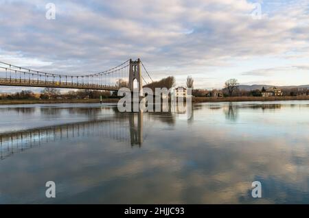 La Voulte sur Rhone, Pont suspendu, Ardèche, Rhône Alpes, France,Europe Banque D'Images