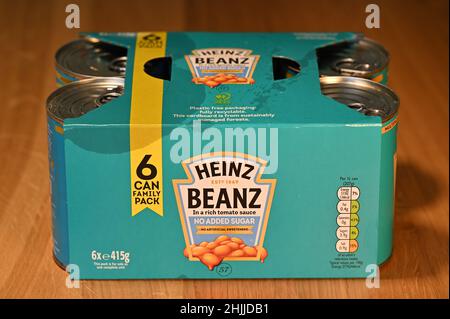 Heinz Beans.Mutipack.Londres.ROYAUME-UNI.Janvier 2022. Banque D'Images
