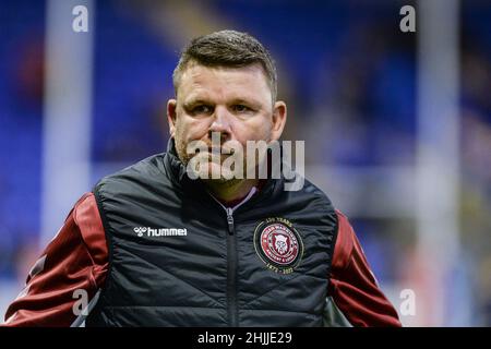 Warrington, Angleterre - 29 janvier 2022 - Lee Briers of Wigan Warriors pendant la ligue de rugby Betfred Super League friendly Warrington Wolves vs Wigan Warriors au stade Halliwell Jones, Warrington, Royaume-Uni Dean Williams Banque D'Images