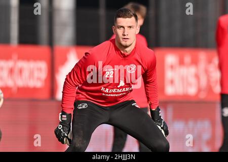 ALMERE, PAYS-BAS - JANVIER 30: Nordin Bakker de Almere City FC pendant le match néerlandais de Keukenkampioendivisiie entre Almere City FC et Telstar à Yanmar Stadion le 30 janvier 2022 à Almere, pays-Bas (photo de Patrick Goosen/Orange Pictures) Banque D'Images