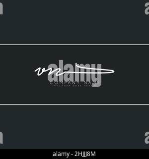 Lettre initiale logo VN - logo Signature dessiné à la main - logo vectoriel simple dans le style Signature pour les initiales du nom de marque. Illustration de Vecteur