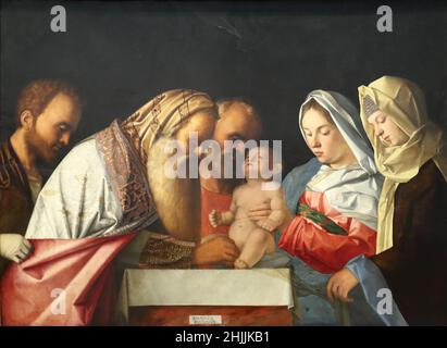 La circoncision, atelier du peintre italien de la Renaissance Giovanni Bellini à la National Gallery, Londres, Royaume-Uni Banque D'Images