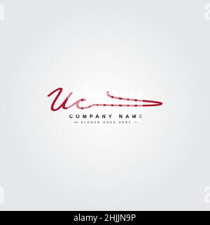 Lettre initiale logo UC - logo de signature manuscrite - logo vectoriel simple en style signature pour les initiales de la marque. Illustration de Vecteur