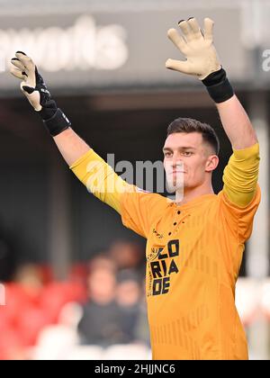 ALMERE, PAYS-BAS - JANVIER 30: Nordin Bakker de Almere City FC pendant le match néerlandais de Keukenkampioendivisiie entre Almere City FC et Telstar à Yanmar Stadion le 30 janvier 2022 à Almere, pays-Bas (photo de Patrick Goosen/Orange Pictures) Banque D'Images