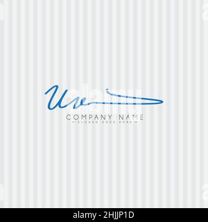 Lettre initiale logo UV - Signature manuscrite logo - simple logo Vector dans le style Signature pour les initiales de la marque. Illustration de Vecteur