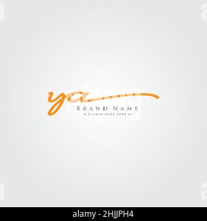 Lettre initiale logo ya - logo de signature manuscrite - logo vectoriel simple dans le style de signature pour les initiales de la marque. Illustration de Vecteur