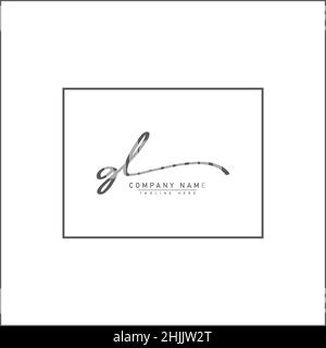 Lettre initiale logo GL - logo de style Signature dessiné à la main - logo vectoriel simple dans le style Signature pour les initiales de la marque. Illustration de Vecteur