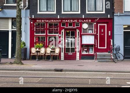 Amsterdam, pays-Bas - 31 mars 2016 : restaurant hollandais traditionnel au centre de la capitale Banque D'Images
