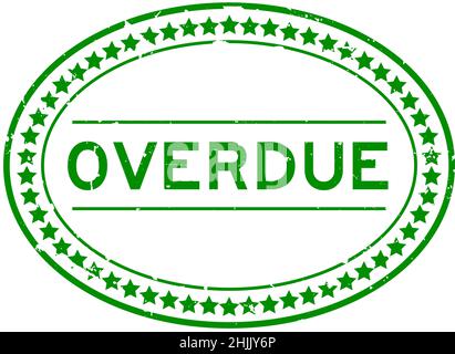 Grunge vert mot dépassé ovale joint en caoutchouc sur fond blanc Illustration de Vecteur