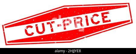 Grunge rouge couper mot de prix hexagonal caoutchouc joint tampon sur fond blanc Illustration de Vecteur