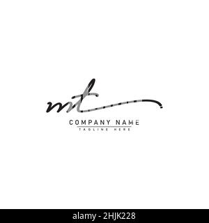 Logo lettre initiale MT - logo de style Signature dessiné à la main - logo vectoriel simple dans le style Signature pour les initiales Illustration de Vecteur
