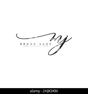 Lettre initiale logo MJ - logo Signature dessiné à la main - logo vectoriel simple en style Signature pour initiales Illustration de Vecteur