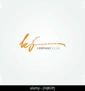 Lettre initiale logo KF - logo de signature manuscrite - logo vectoriel simple en style signature pour les initiales Illustration de Vecteur