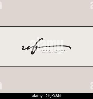 Lettre initiale logo UF - logo de signature manuscrite - logo vectoriel simple en style signature pour les initiales Illustration de Vecteur