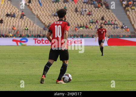 Cameroun, Yaoundé, janvier 30 2022 - Mohamed Salah d'Egypte pendant la coupe d'Afrique des Nations - Play offs - quart de finale match entre l'Egypte et le Maroc au Stade Ahmadou Ahidjo, Yaoundé, Cameroun, 30/01/2022.Crédit photo SF : Sebo47/Alay Live News Banque D'Images