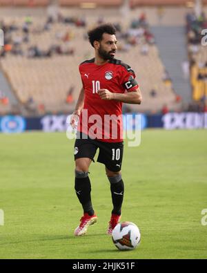 Cameroun, Yaoundé, janvier 30 2022 - Mohamed Salah d'Egypte pendant la coupe d'Afrique des Nations - Play offs - quart de finale match entre l'Egypte et le Maroc au Stade Ahmadou Ahidjo, Yaoundé, Cameroun, 30/01/2022.Crédit photo SF : Sebo47/Alay Live News Banque D'Images