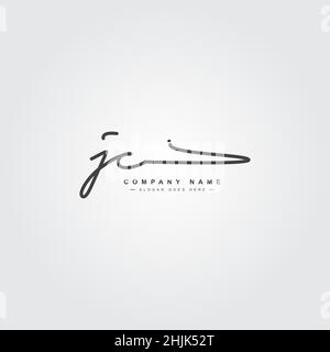 Lettre initiale logo JC - logo de style Signature manuscrit - logo vectoriel simple en style Signature pour initiales Illustration de Vecteur