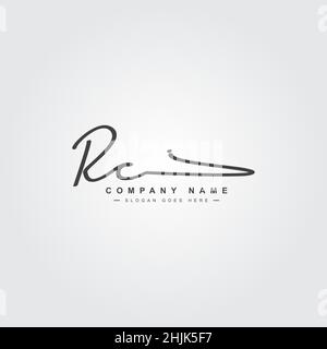 Lettre initiale logo RC - logo Signature dessiné à la main - logo vectoriel simple en style Signature pour initiales Illustration de Vecteur