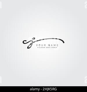 Logo lettre CJ initiale - logo Signature manuscrit - logo vectoriel simple en style Signature pour initiales Illustration de Vecteur