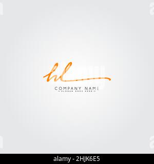 Logo HL de la lettre initiale - logo de style Signature manuscrit - logo vectoriel simple dans le style Signature pour les initiales Illustration de Vecteur