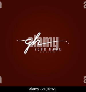 Lettre initiale logo GH - Signature manuscrite logo - simple Vector logo en style Signature pour initiales Illustration de Vecteur
