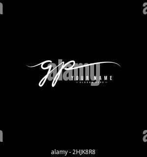 Logo initial lettre GP - logo de signature manuscrite - logo simple Vector dans le style Signature pour les initiales Illustration de Vecteur
