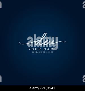 Logo DW de la lettre initiale - logo Signature dessiné à la main - logo Vector simple dans le style Signature pour les initiales Illustration de Vecteur