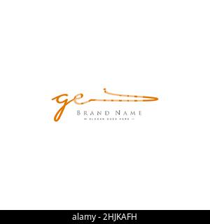 Lettre initiale logo GE - Signature manuscrite logo - simple Vector logo en style Signature pour les initiales Illustration de Vecteur