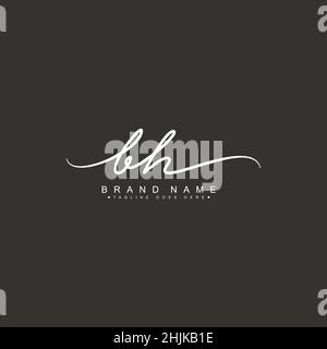 Lettre initiale logo BH - Signature manuscrite logo - simple Vector logo en style Signature pour initiales Illustration de Vecteur