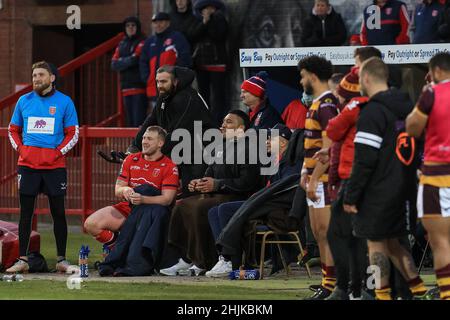 Kingston upon Hull, Royaume-Uni.30th janvier 2022.Le banc Hull KR pendant le match à Kingston upon Hull, Royaume-Uni, le 1/30/2022.(Photo de James Heaton/News Images/Sipa USA) crédit: SIPA USA/Alay Live News Banque D'Images