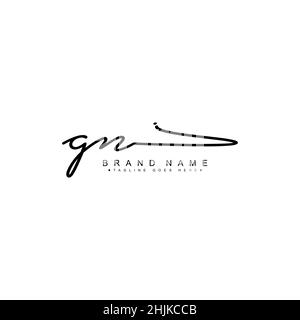 Lettre initiale logo GN - logo Signature dessiné à la main - logo vectoriel simple dans le style Signature pour les initiales Illustration de Vecteur