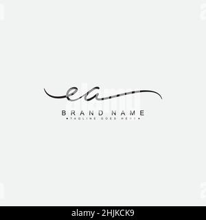 Lettre initiale logo EA - logo de style Signature dessiné à la main - logo vectoriel simple dans le style Signature pour les initiales Illustration de Vecteur