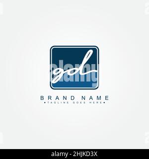 Lettre initiale logo GD - Signature manuscrite logo - simple Vector logo dans le style Signature pour les initiales Illustration de Vecteur