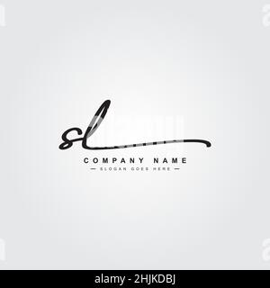 Logo initial lettre SL - logo Signature dessiné à la main - logo vectoriel simple dans le style Signature pour les initiales Illustration de Vecteur