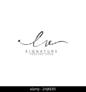 Lettre initiale logo LV - logo Signature manuscrite - logo vectoriel simple en style Signature pour initiales