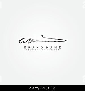 Lettre initiale logo AV - Signature manuscrite logo - simple logo Vector dans le style Signature pour les initiales Illustration de Vecteur