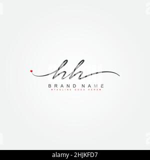 Logo HH de la lettre initiale - logo de style Signature manuscrit - logo Vector simple dans le style Signature pour les initiales Illustration de Vecteur