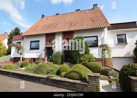 Maison mitoyenne de la fin de 1950s à Lindhorst Banque D'Images