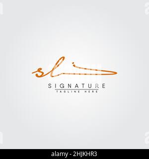 Logo lettre SL initiale - logo Signature manuscrite - logo vectoriel minimal pour les initiales manuscrites Illustration de Vecteur