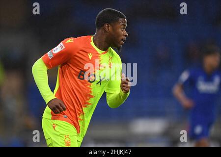 Cardiff, Royaume-Uni.30th janvier 2022.Xande Silva #19 de Nottingham Forest pendant le match à Cardiff, Royaume-Uni le 1/30/2022.(Photo par Mike Jones/News Images/Sipa USA) crédit: SIPA USA/Alay Live News Banque D'Images